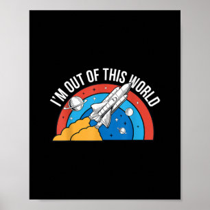 レトロおもしろいこの世界の宇宙ロケットから ポスター