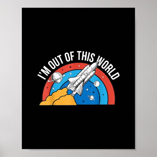 レトロおもしろいこの世界の宇宙ロケットから ポスター (正面)