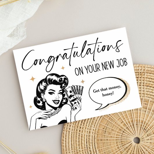 レトロおもしろいと新しいジョブカードおめでとう カード