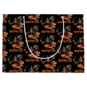 レトロおもしろいな不気味なハロウィーンの基本的な悪い魔女 ラージペーパーバッグ (正面)