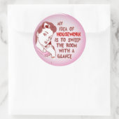 レトロおもしろいな女性50の主婦の家事ステッカー ラウンドシール (バッグ)