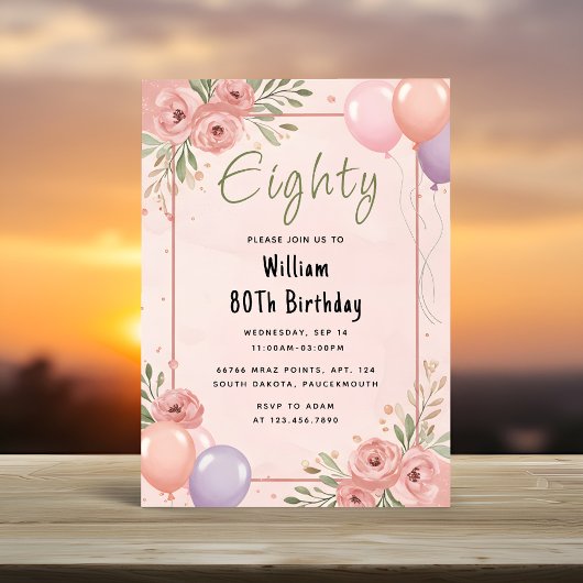 レトロおもしろいアダルトユーモアハッピーシック80誕生日 招待状