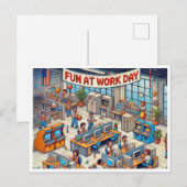 レトロおもしろいアットワークデイピクセルアートポストカード シーズンポストカード (正面/裏面)