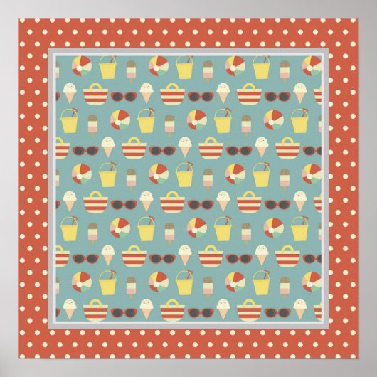 レトロおもしろいインザサンビーチスクエアポスター ポスター (正面)