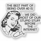 レトロおもしろいオーバー40ステッカー シール (正面)