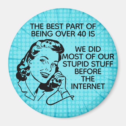 レトロおもしろいオーバー40マグネット マグネット (正面)