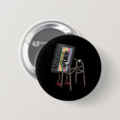 レトロおもしろいオールドCetteテープ・ウォーカー忘れNever Flo 缶バッジ (正面&裏面)