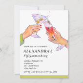 レトロおもしろいカクテル58thバースデーパーティー 招待状 (正面)