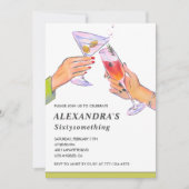 レトロおもしろいカクテル66thバースデーパーティー 招待状 (正面)