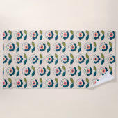 レトロおもしろいガーデンフラワーパターン ビーチタオル (正面)