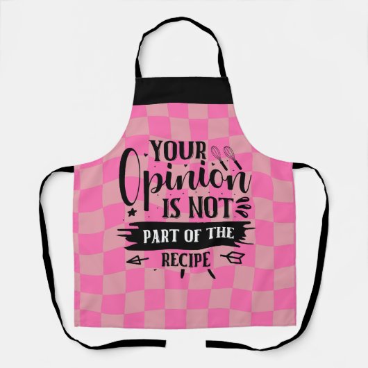 レトロおもしろいキッチンことわざピンク エプロン (正面)