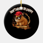 レトロおもしろいキャピバラ心配しないでケイピローデントAn セラミックオーナメント (裏面)