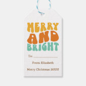 レトロおもしろいキュートメリーと明るいクリスマスホリデー ギフトタグ (正面)