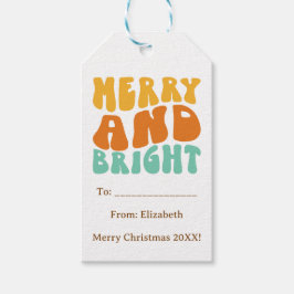レトロおもしろいキュートメリーと明るいクリスマスホリデー ギフトタグ