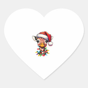 レトロおもしろいキリン恋人サンタクリスマスツリーリグ ハートシール