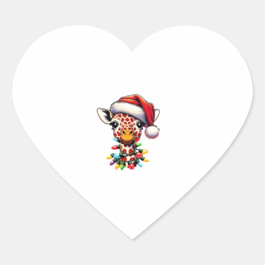 レトロおもしろいキリン恋人サンタクリスマスツリーリグ ハートシール (正面)
