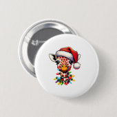 レトロおもしろいキリン恋人サンタクリスマスツリーリグ 缶バッジ (正面&裏面)