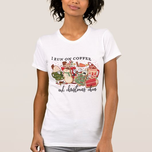 レトロおもしろいクリスマスコーヒーシャツ Tシャツ (正面)
