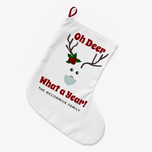 レトロおもしろいクリスマストナディアファモノグラムのミリ ラージクリスマスストッキング (正面 (吊り時))