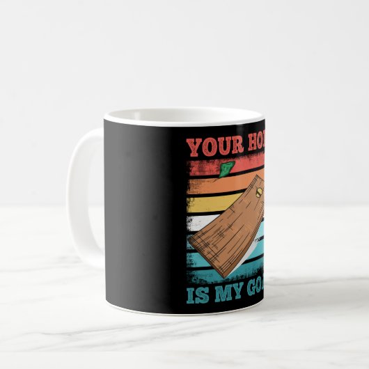 レトロおもしろいコーンホールギフトあなたの穴は私のゴール コーヒーマグカップ (正面左)