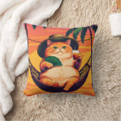 レトロおもしろいサマーキャットバケーション クッション