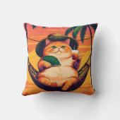 レトロおもしろいサマーキャットバケーション クッション