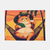 レトロおもしろいサマーキャットバケーション ドアマット (正面)