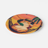 レトロおもしろいサマーキャットバケーション ペーパープレート (アングル)