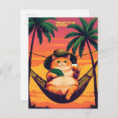 レトロおもしろいサマーキャットバケーション 案内ポストカード (正面/裏面)