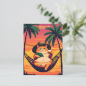 レトロおもしろいサマーキャットバケーション 案内ポストカード (スタンド正面)