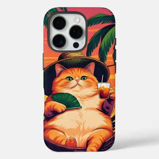 レトロおもしろいサマーキャットバケーション Case-Mate iPhoneケース (裏面)