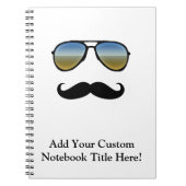 レトロおもしろいサングラスと口ひげ ノートブック (正面)