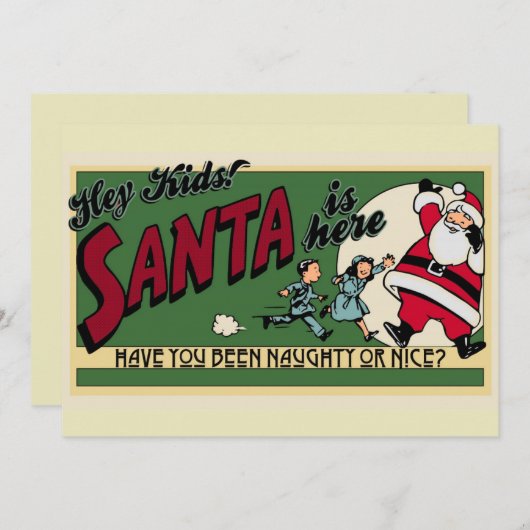 レトロおもしろいサンタカートゥーいけなニースフラット シーズンカード (正面/裏面)