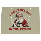 レトロおもしろいサンタ信じは90sも君の中には入らない ラージペーパーバッグ (正面)