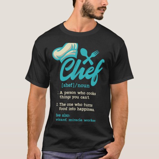 レトロおもしろいシェフ定義、料理教師、最高責任者C Tシャツ (正面)