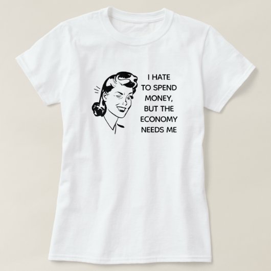 レトロおもしろいショッピングTシャツ Tシャツ (デザイン正面)