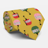 レトロおもしろいスキートリフトゴンドラウィンタースキージャストマスタード ネクタイ (ロール)