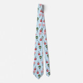 レトロおもしろいスキーリフトゴンドラウィンタースキーブルー ネクタイ (正面)