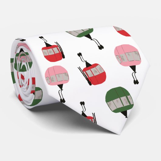 レトロおもしろいスキーリフトゴンドラウィンタースキーホワイト ネクタイ (ロール)