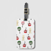 レトロおもしろいスキーリフトゴンドラウィンタースキーヤー ラゲッジタグ (正面縦)