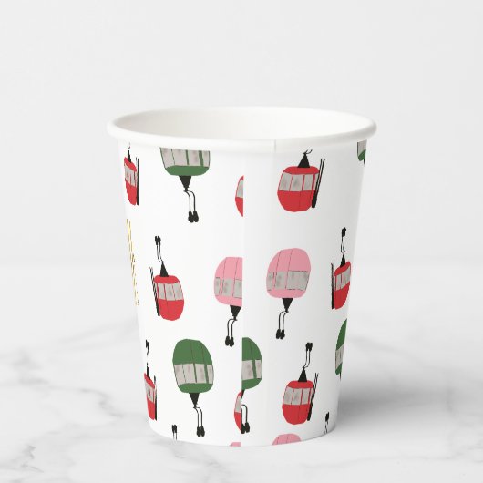 レトロおもしろいスキーリフトゴンドラウィンタースキーヤー 紙コップ (右)