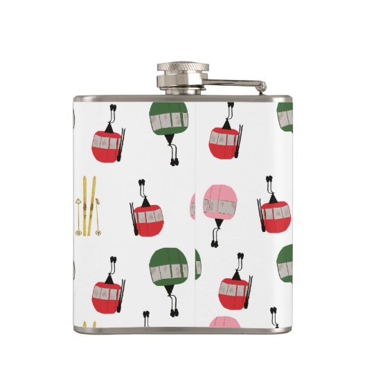 レトロおもしろいスキーリフトApresスキーウィンタースキースキーヤー フラスク (裏面)