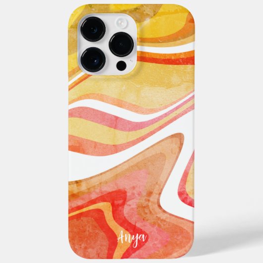 レトロおもしろいストライプ抽象芸術名モダン検査 Case-Mate iPhoneケース (裏面)