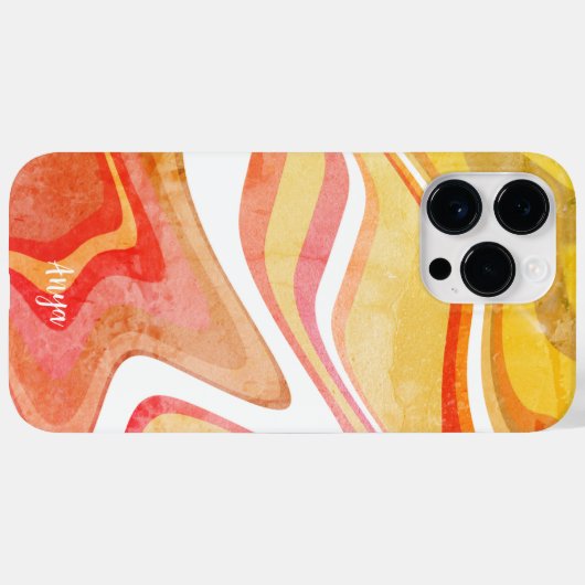 レトロおもしろいストライプ抽象芸術名モダン検査 Case-Mate iPhoneケース (裏面 (横))