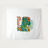 レトロおもしろいタートルシェルイートザサマー タペストリー (正面(横))