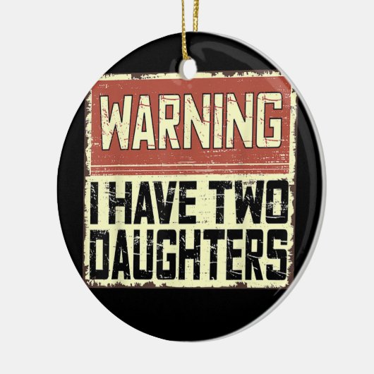 レトロおもしろいダディの冗談警告パパの私は2を持っている セラミックオーナメント (左)
