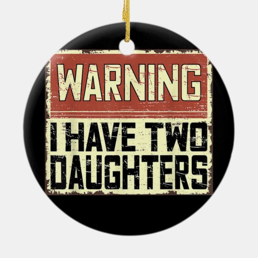 レトロおもしろいダディの冗談警告パパの私は2を持っている セラミックオーナメント (裏面)