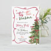 レトロおもしろい'ティスザシーズンクリスマスホリデーパーティー 招待状 (スタンド正面)