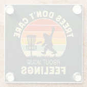 レトロおもしろいディスクゴルフデザイン | フリスビー好き ガラスコースター (裏面)