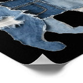 レトロおもしろいデニムパッチ動物猫プリント ポスター (角)